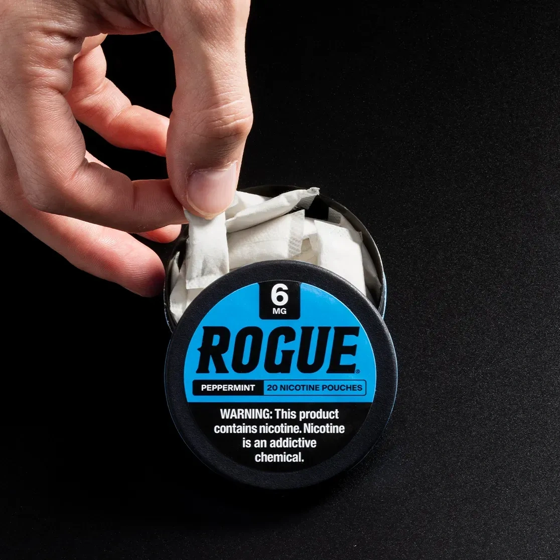 Rogue Peppermint Nicotine Pouches (20 Pouches/can) 100 ROGUE POUCH  PEPPERMINT 6MG 5/20CT - Martin & Snyder Product Sales Australia Caffeine  Free Pouches