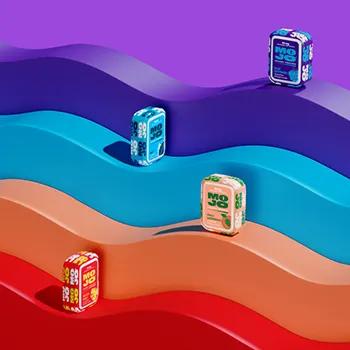 Mojo Energy Pouches on colored waves